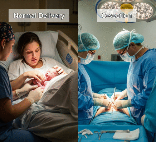 normal delivery vs c- section